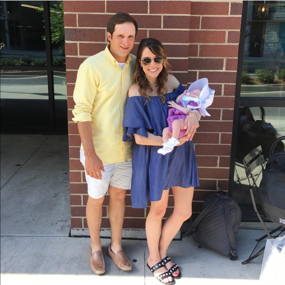 MLM off shoulder chambray dress